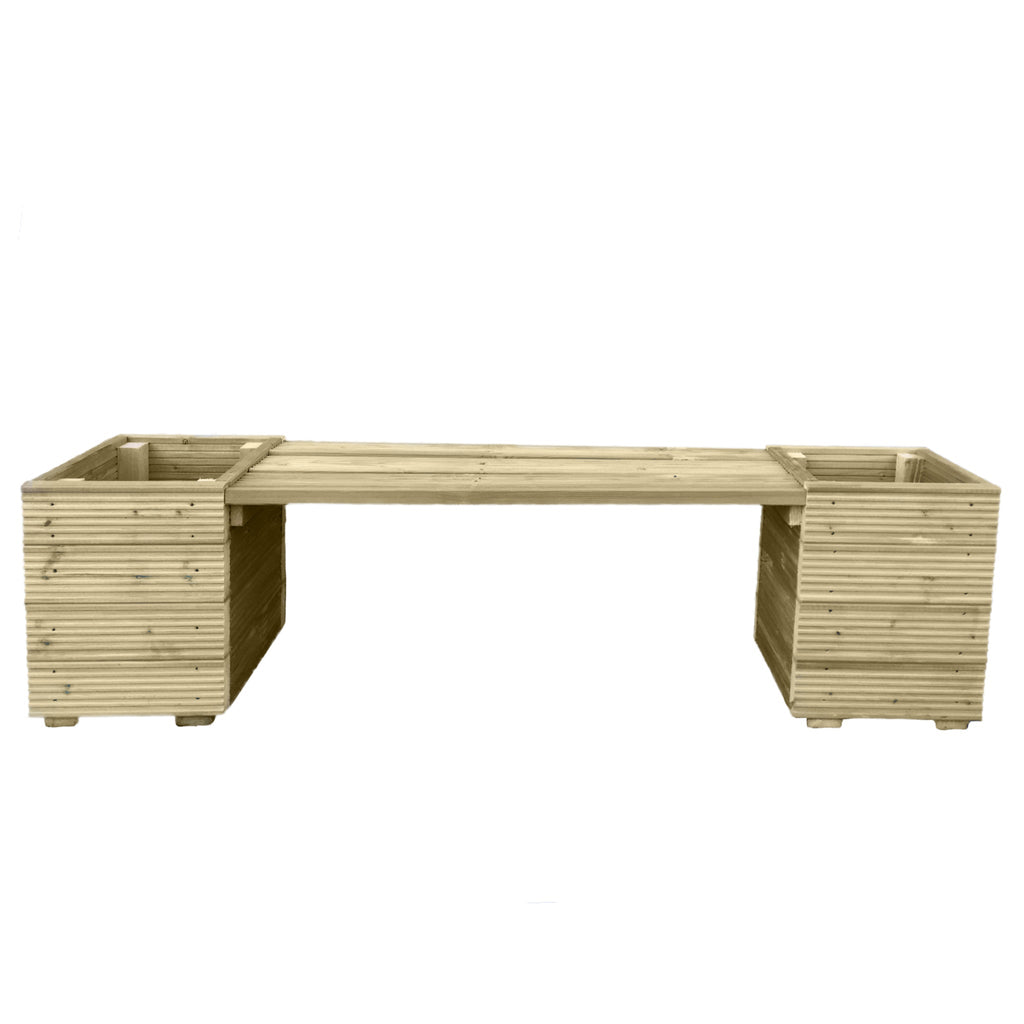 Large Square Decking Wooden Garden Planter & Bench Combination
