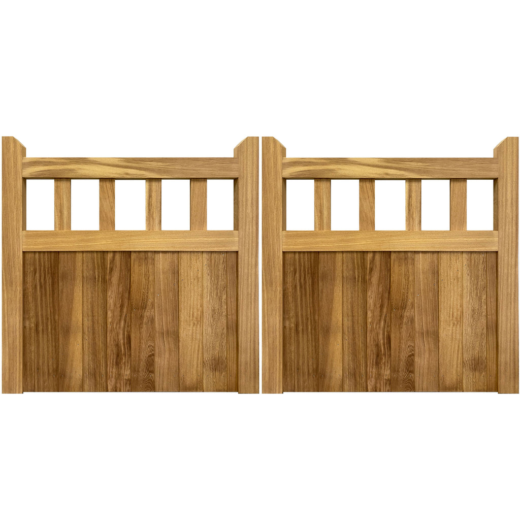 Iroko Hardwood Entrance Gates | Naturally Resistant | Mortise and Tenon Construction 