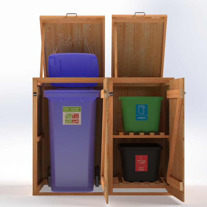 Timber Bin & Recycling Box Store - Fully Assembled