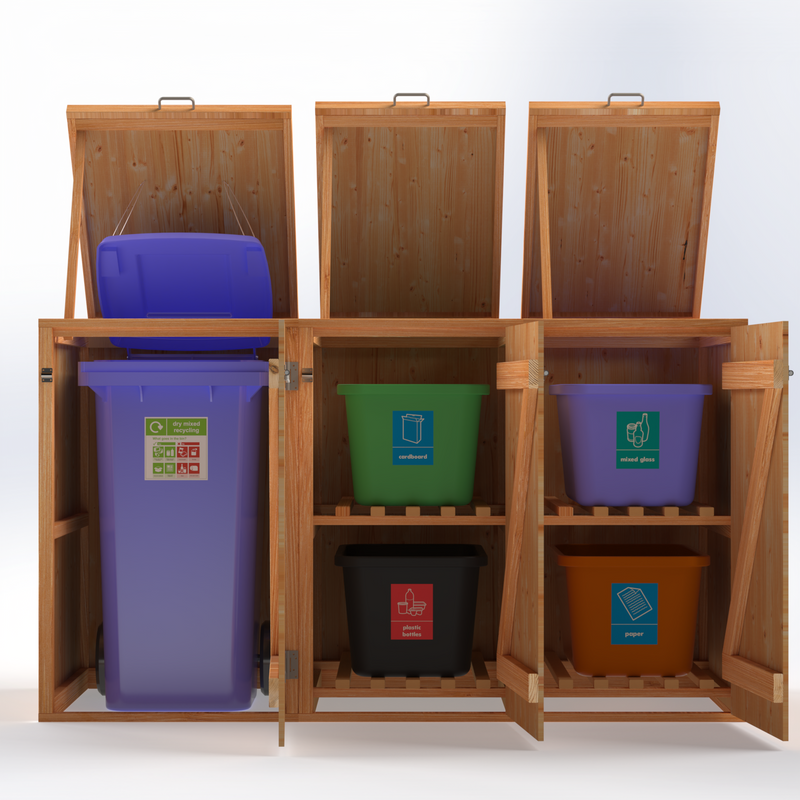 Timber Bin & Recycling Box Store - Fully Assembled