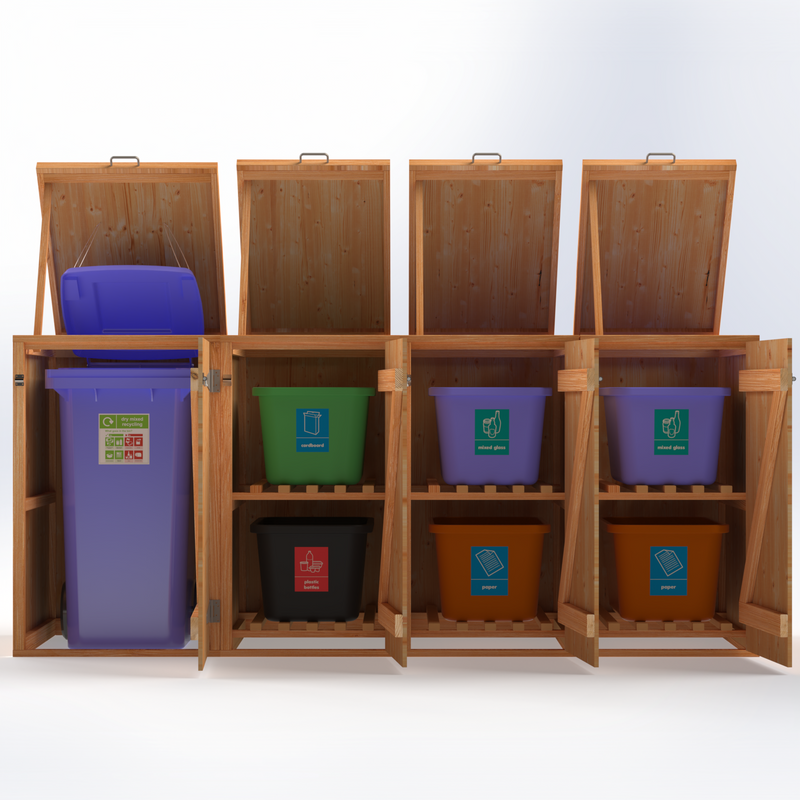 Timber Bin & Recycling Box Store - Fully Assembled