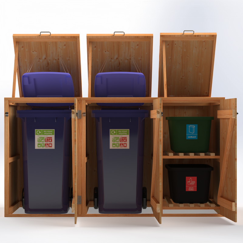 Timber Bin & Recycling Box Store - Fully Assembled