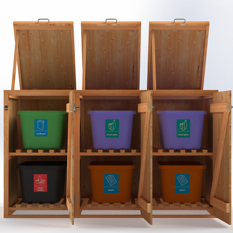 Timber Bin & Recycling Box Store - Fully Assembled