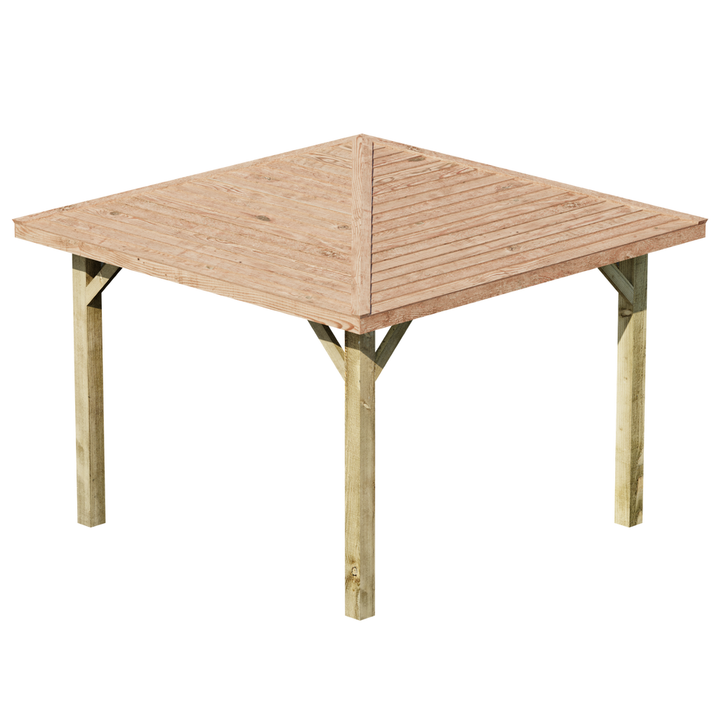 Wooden Gazebo - Cedar Featheredge Roof - 4 Pitch Design render