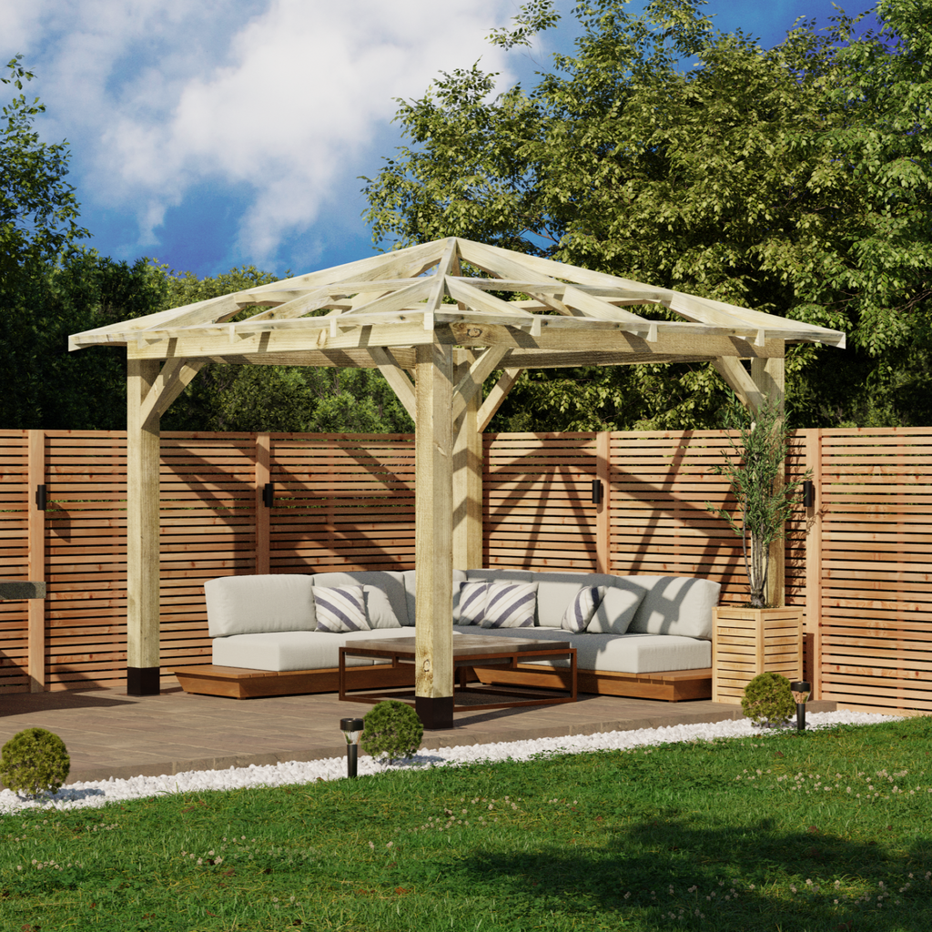 Wooden Pergola - Open Roof - 4 Pitch Design day