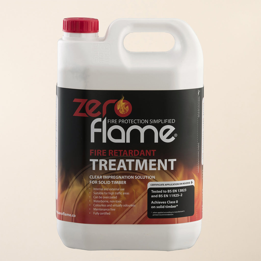 ZeroFlame fire retardant treatment container for protecting timber against fire hazards 