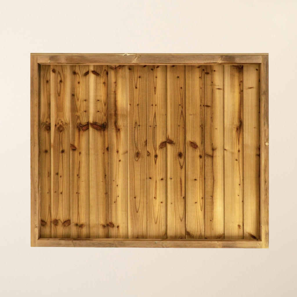 Back view of premium closeboard fence panel showing frame structure