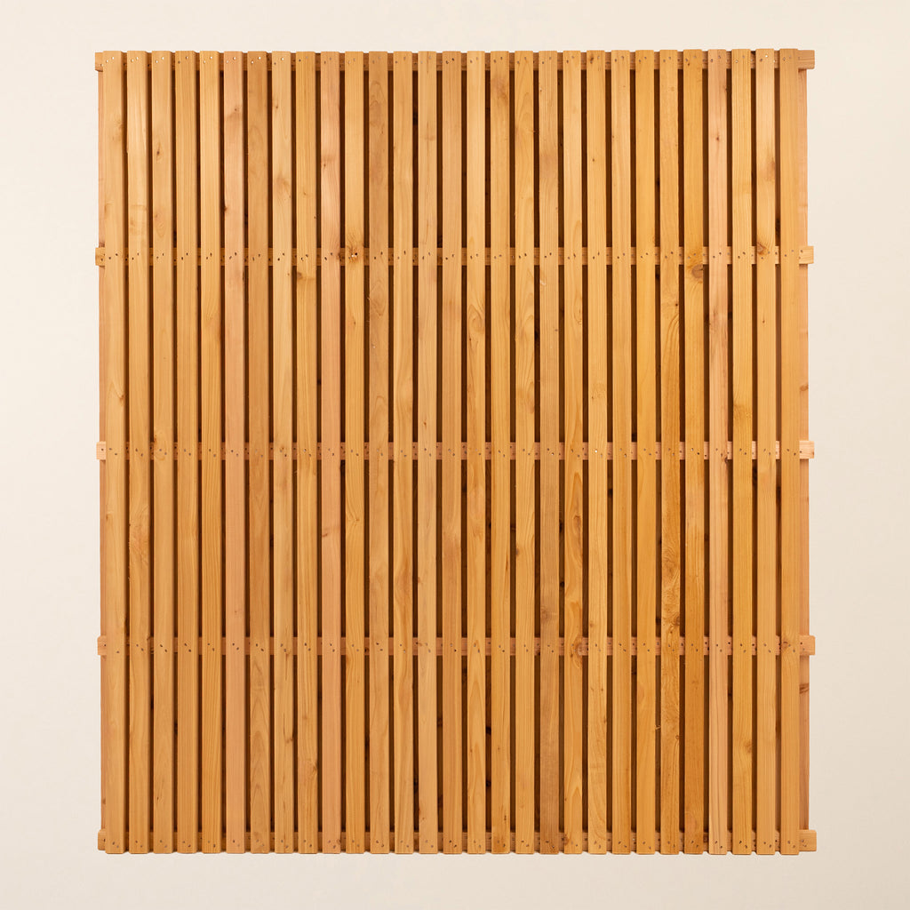 Back angle of Double Sided Planed Cedar / Larch Slatted Panel - Vertical