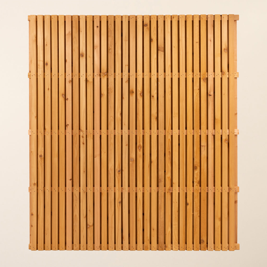 Back angle of Double Sided Planed Cedar / Larch Slatted Panel - Vertical