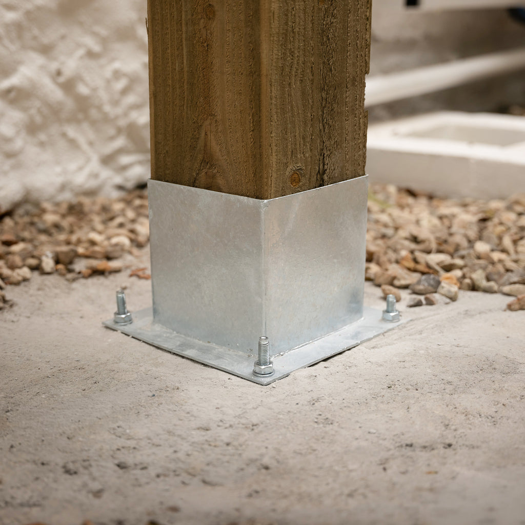 Lifestyle shot of galvanised bolt-down