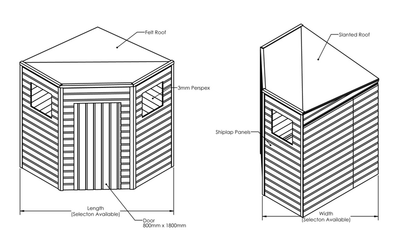 Corner Shed Pressure Treated drawing