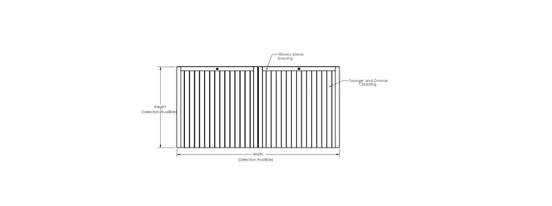 Iroko Croyde Mortise & Tenon Entrance Gates (Pair) drawing