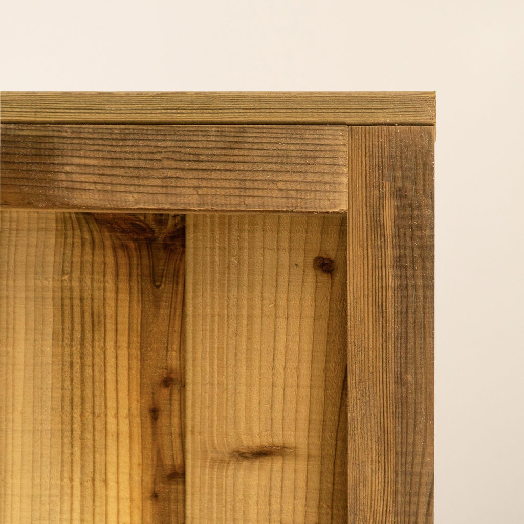 Close-up of closeboard fence panel joint construction