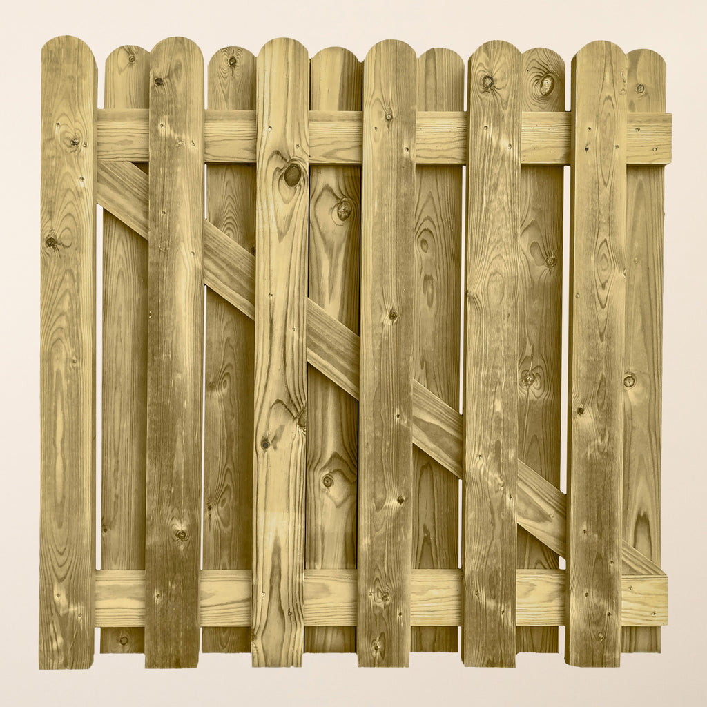 Double Sided Premium Picket Garden Gate - 3ft x 3ft pressure-treated Scandinavian redwood with rounded picket design on both sides