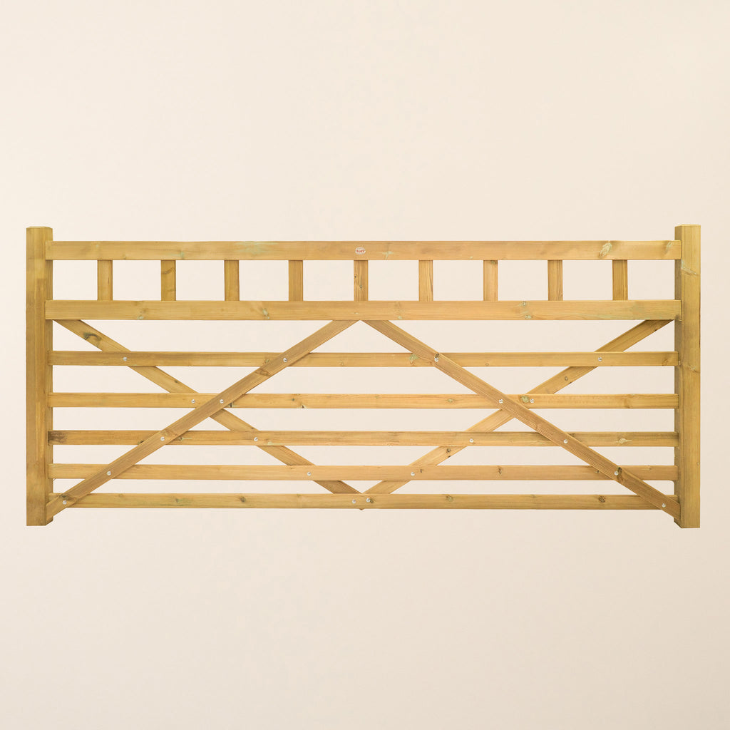 Boscastle Diamond Brace Planed Gate shown in full view, featuring smooth planed timber with distinctive diagonal bracing pattern