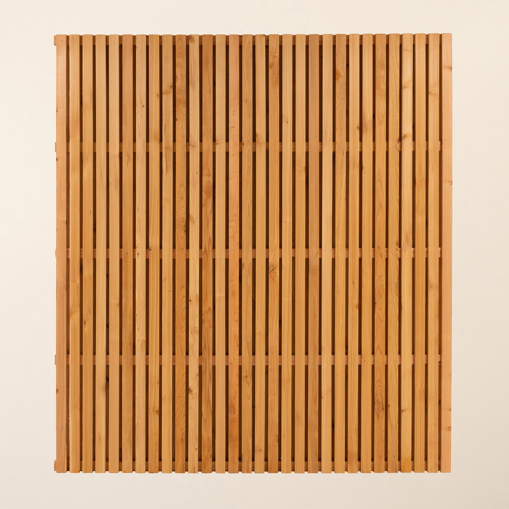 Front angle of Double Sided Planed Cedar / Larch Slatted Panel - Vertical