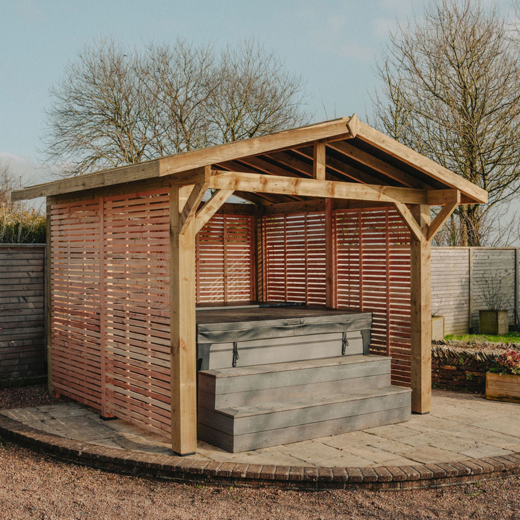 Full-Height Slatted Wall with Pergola Kit – Individual Wall