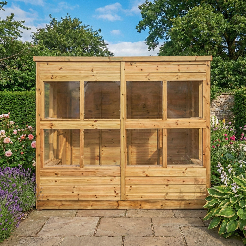 Potting shed installed in a garden setting 