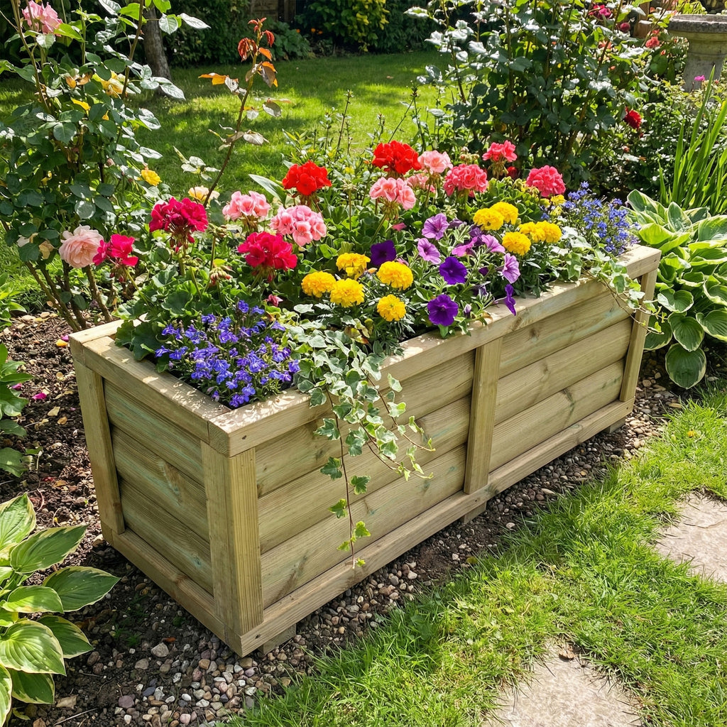 Planter installed in a garden setting