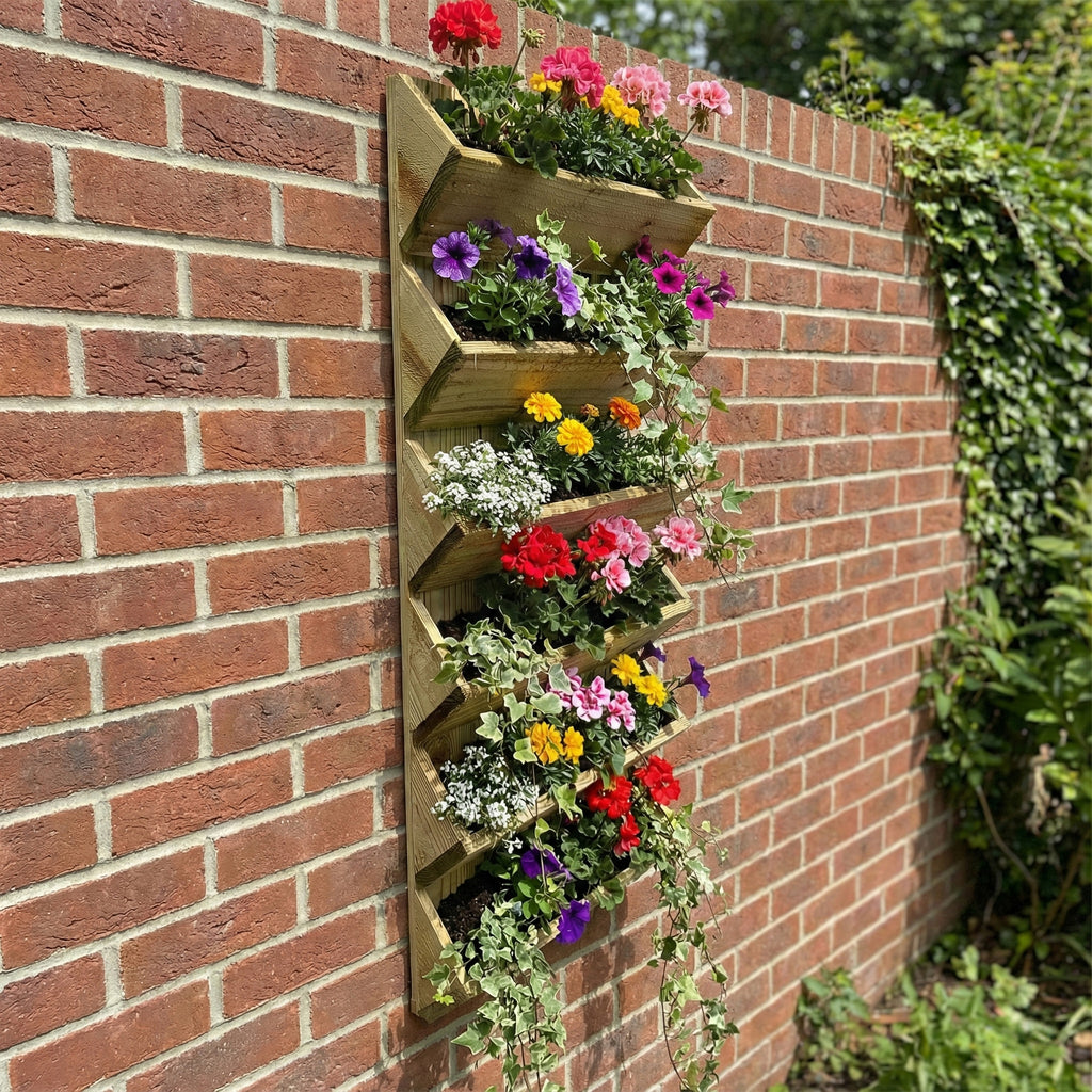 Lifestyle shot of wall planter mounted on wall 