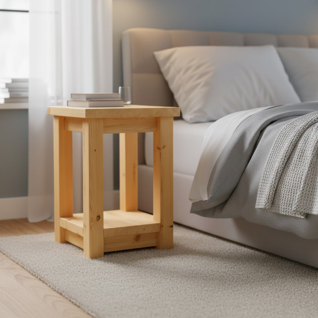 Bedside table in bedroom 