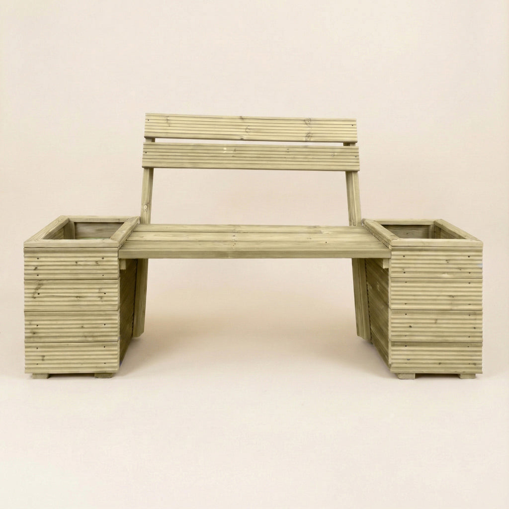 Planter and Bench Combination With Backrest built with timber decking