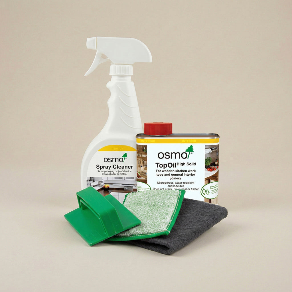 Complete furniture cleaning and maintenance kit with cleaning products