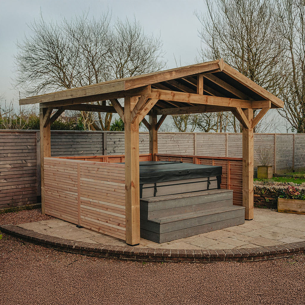 Half-Height Slatted Wall with Pergola Kit – Individual Wall 