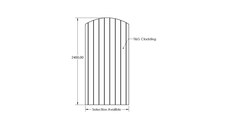 Instow Curved Tongue & Groove Side gate (2.4m High) drawing