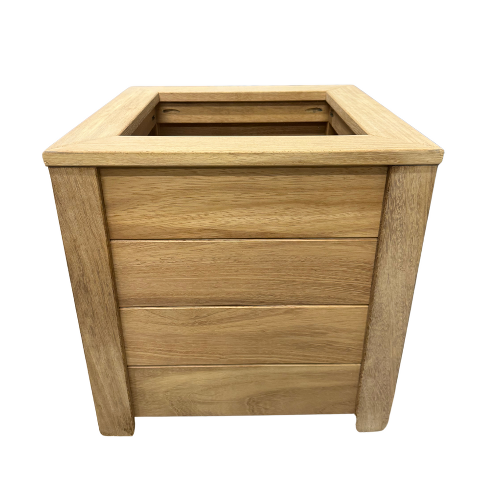 Premium Iroko Hardwood TGV Planter outside view
