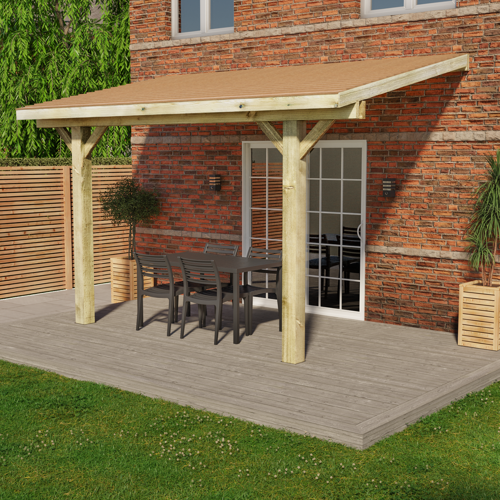 Wooden Gazebo - Cedar Featheredge Roof - Lean-To Design day