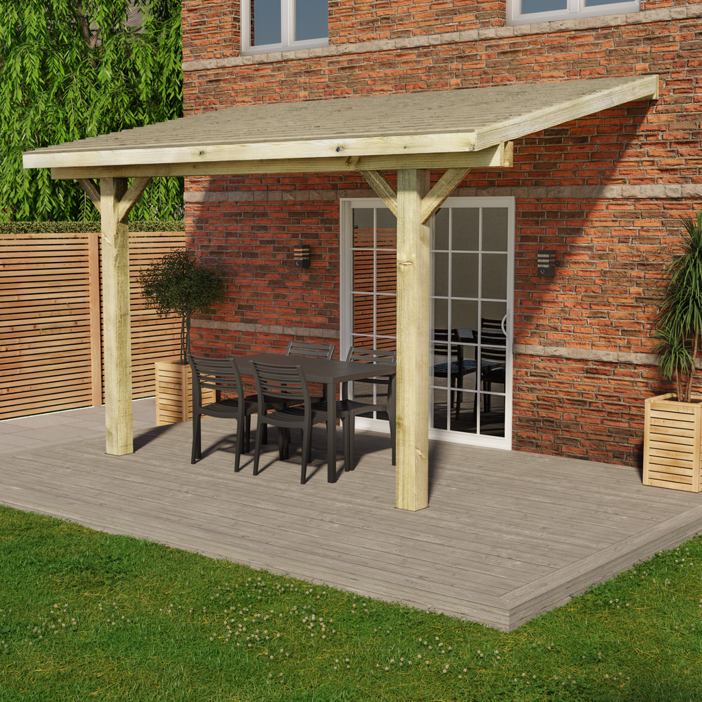 Wooden Gazebo - Treated Featheredge - Lean-To Design day