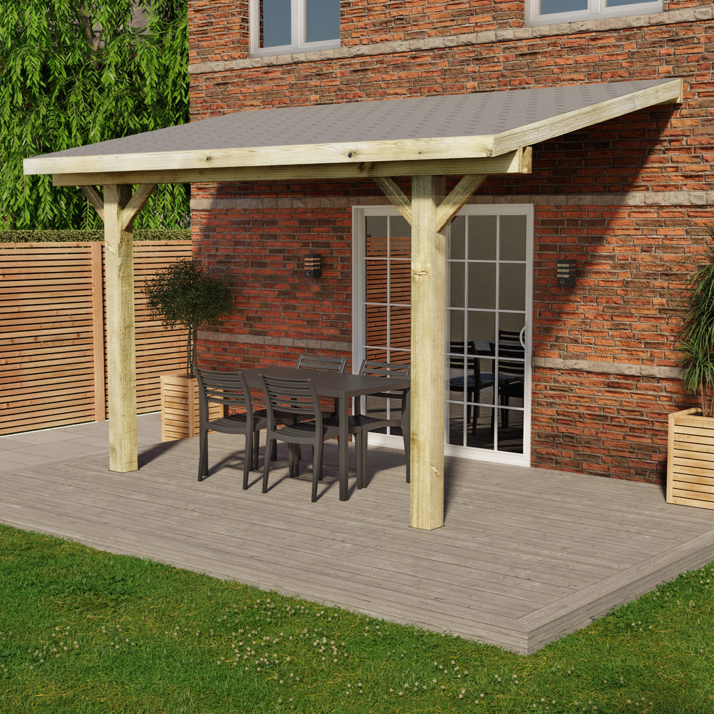 Wooden Gazebo - Katepal Grey Shingle Roof - Lean-To Design day