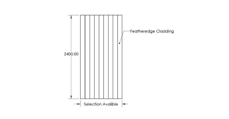 Portreath Framed Featheredge Gate (2.4m High) drawing