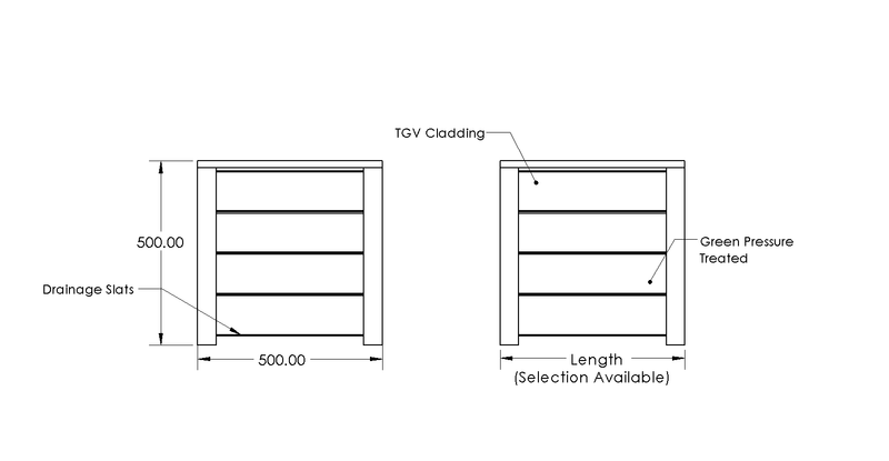 Premium Redwood TGV Planter drawing