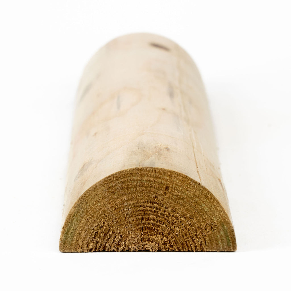 Closeup of a half-round rail