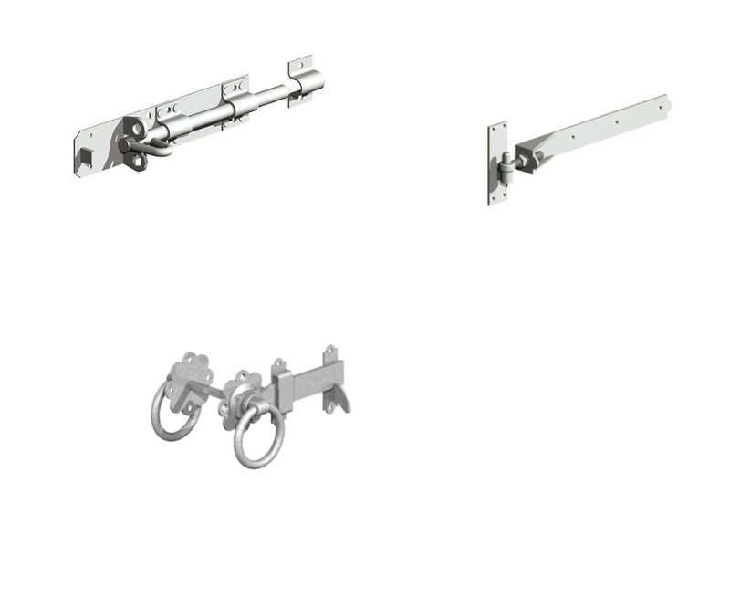 Side Gate Ironwork Bundle (1x Pair of 14" Galvanised Hinge)