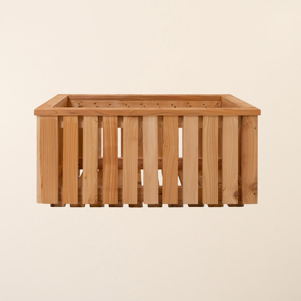 Front shot of slatted garden planter