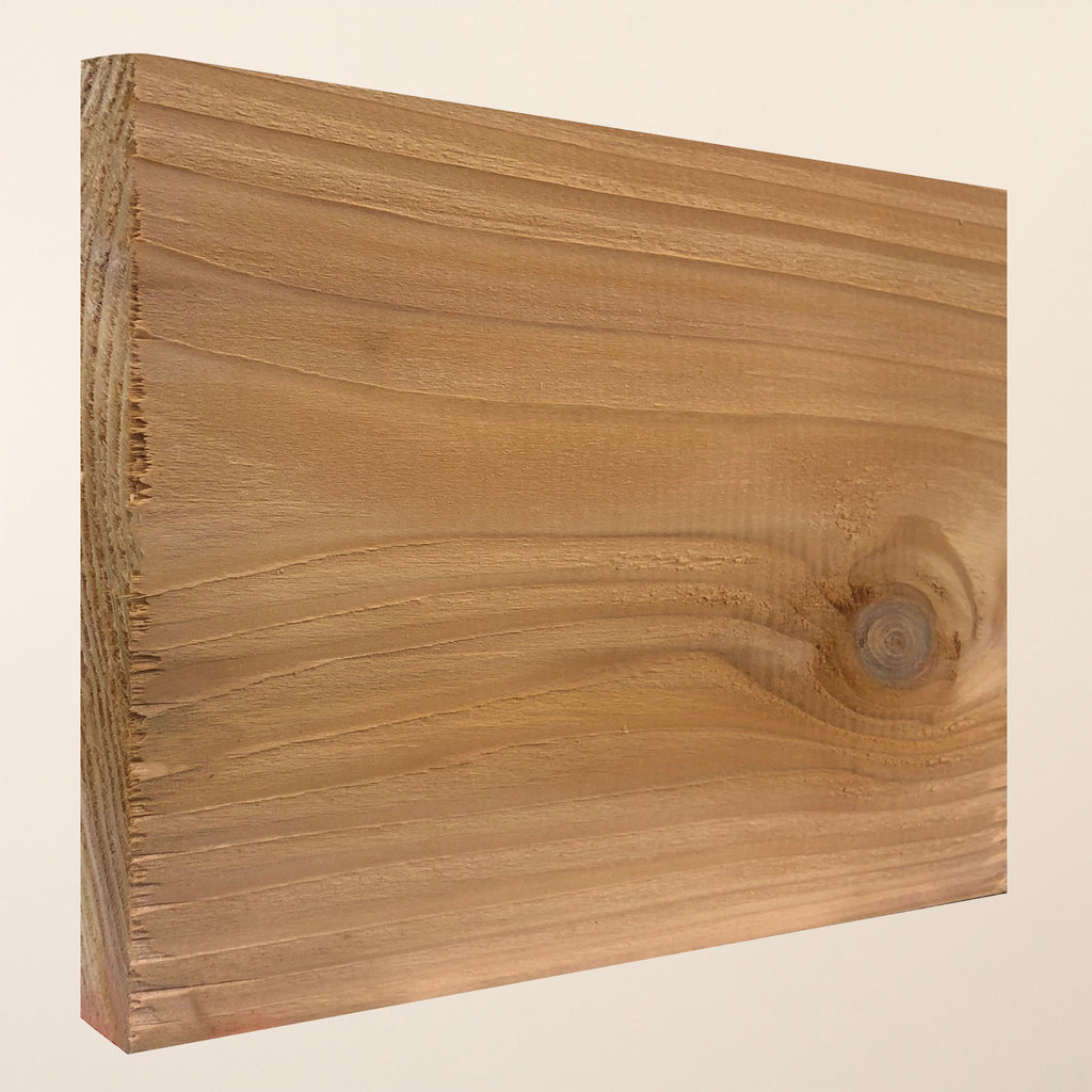 Planed British cedar floating shelf with smooth finish and rich natural wood grain for stylish wall display