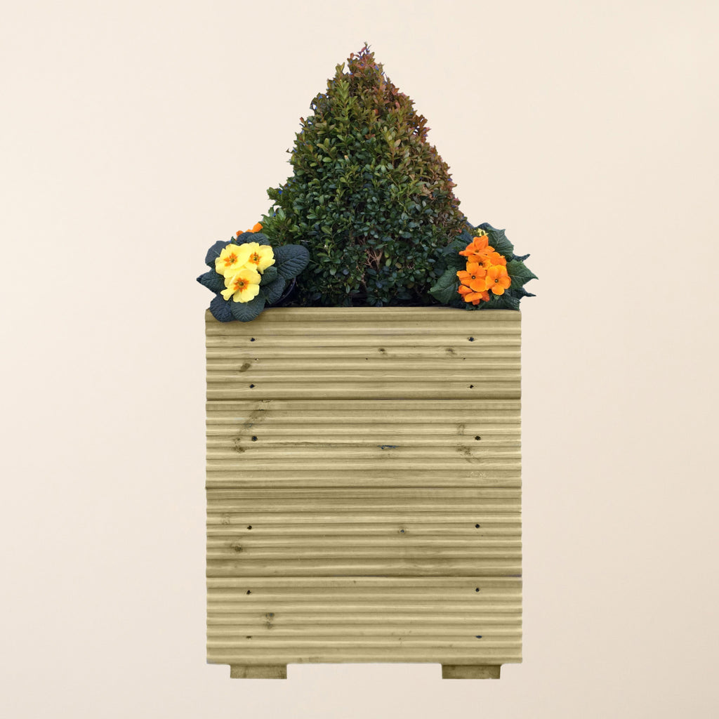 Tall timber Decking Planter with flowers