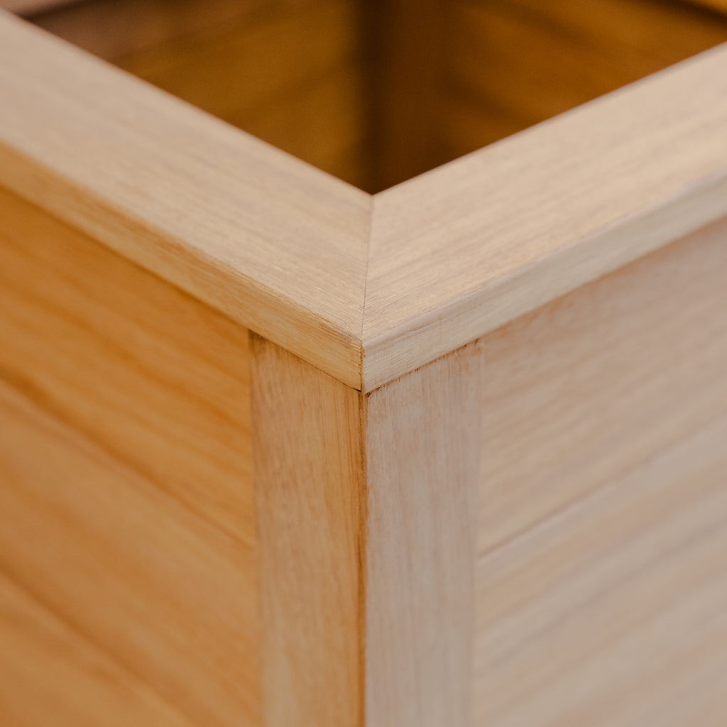 Premium Iroko Hardwood TGV Planter corner view