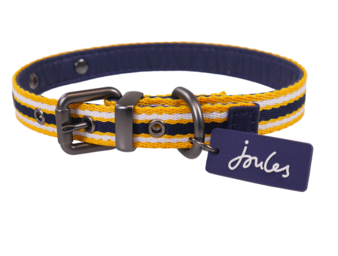 Joules yellow and blue Adjustable Dog Collar