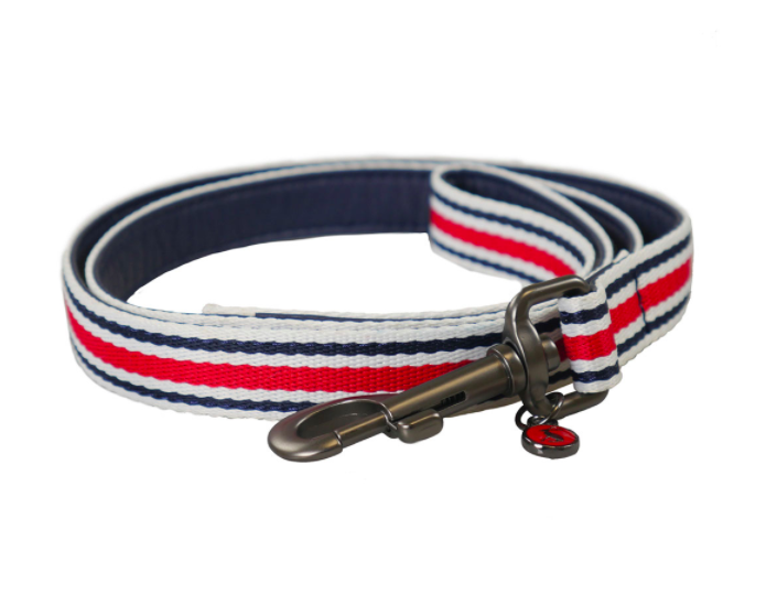 Joules red, blue and white Striped Dog Lead