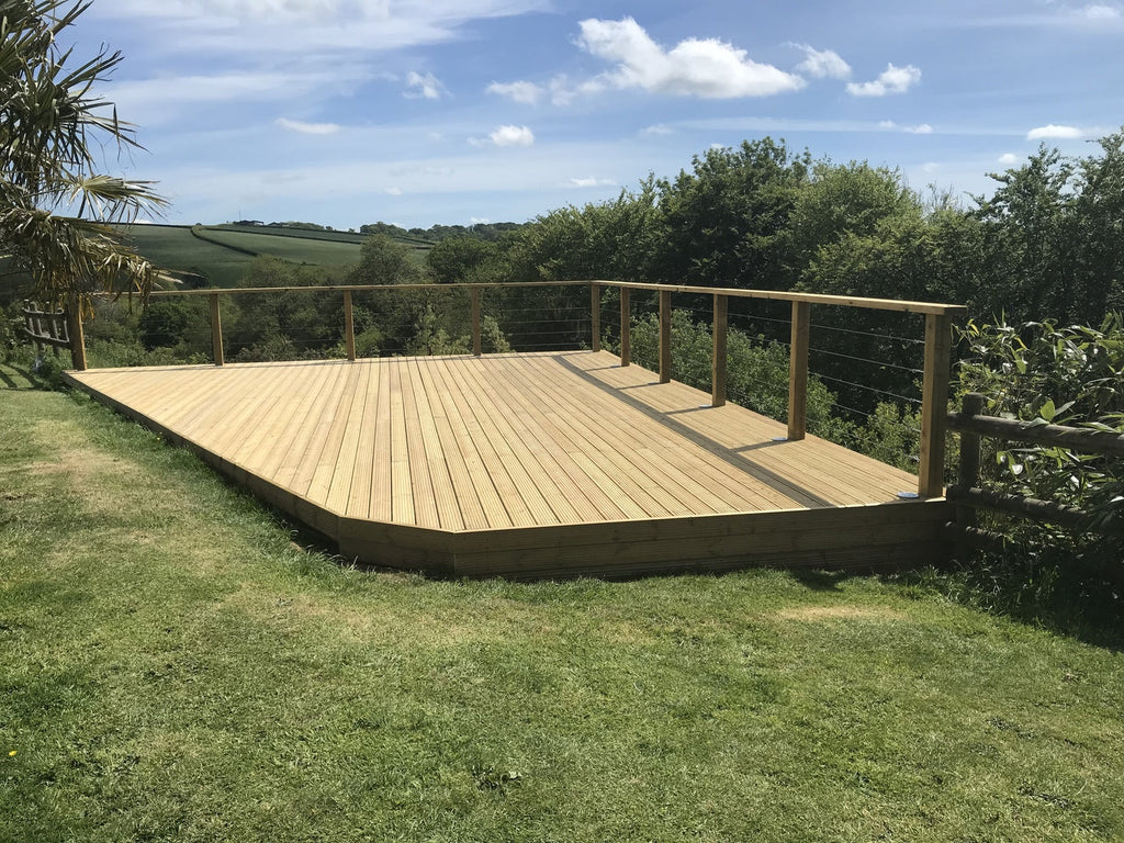 Complete Decking Area, Made Using Treated Redwood timber Premium Decking Boards