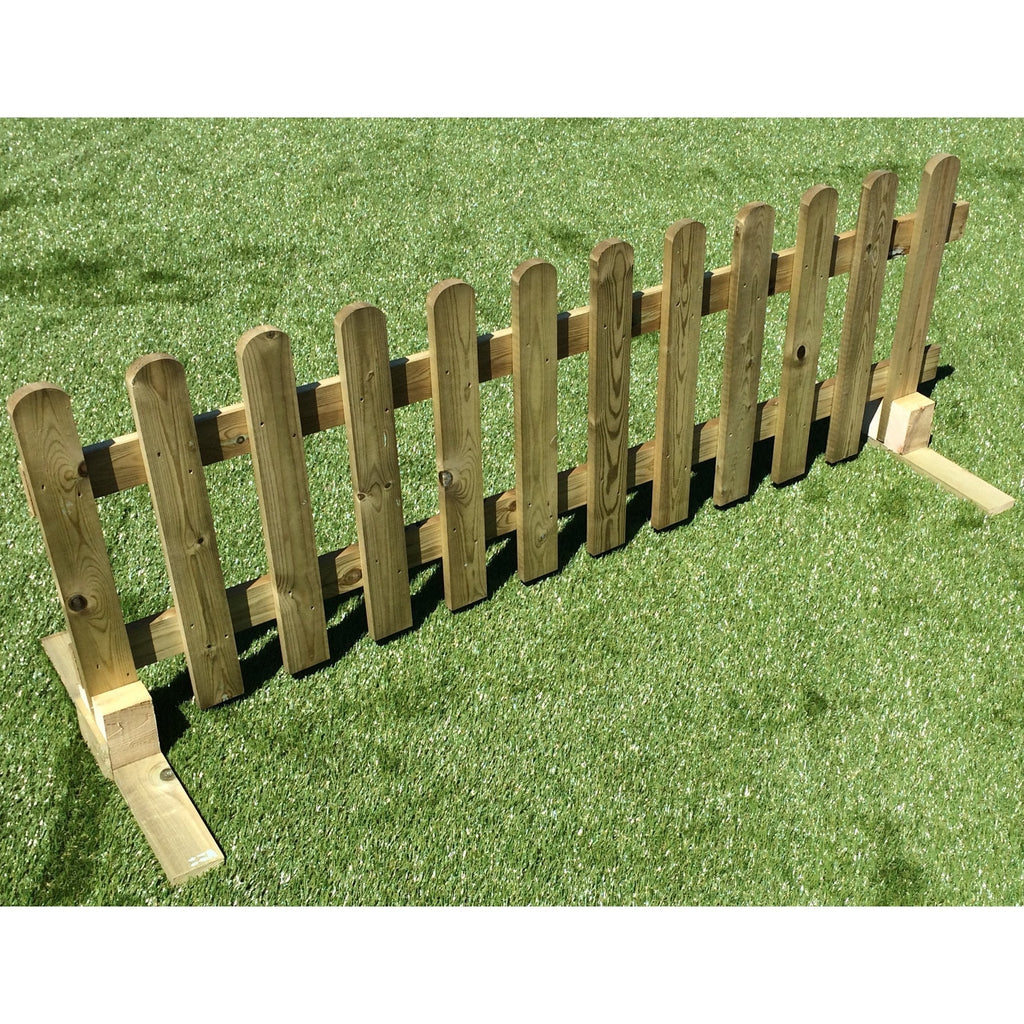 Handmade freestanding portable picket panel fence in a wood finish