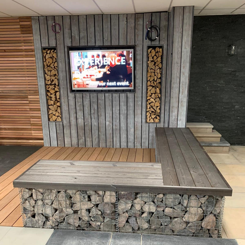 Indoor Seating Area Finished With IRO Charred Cladding