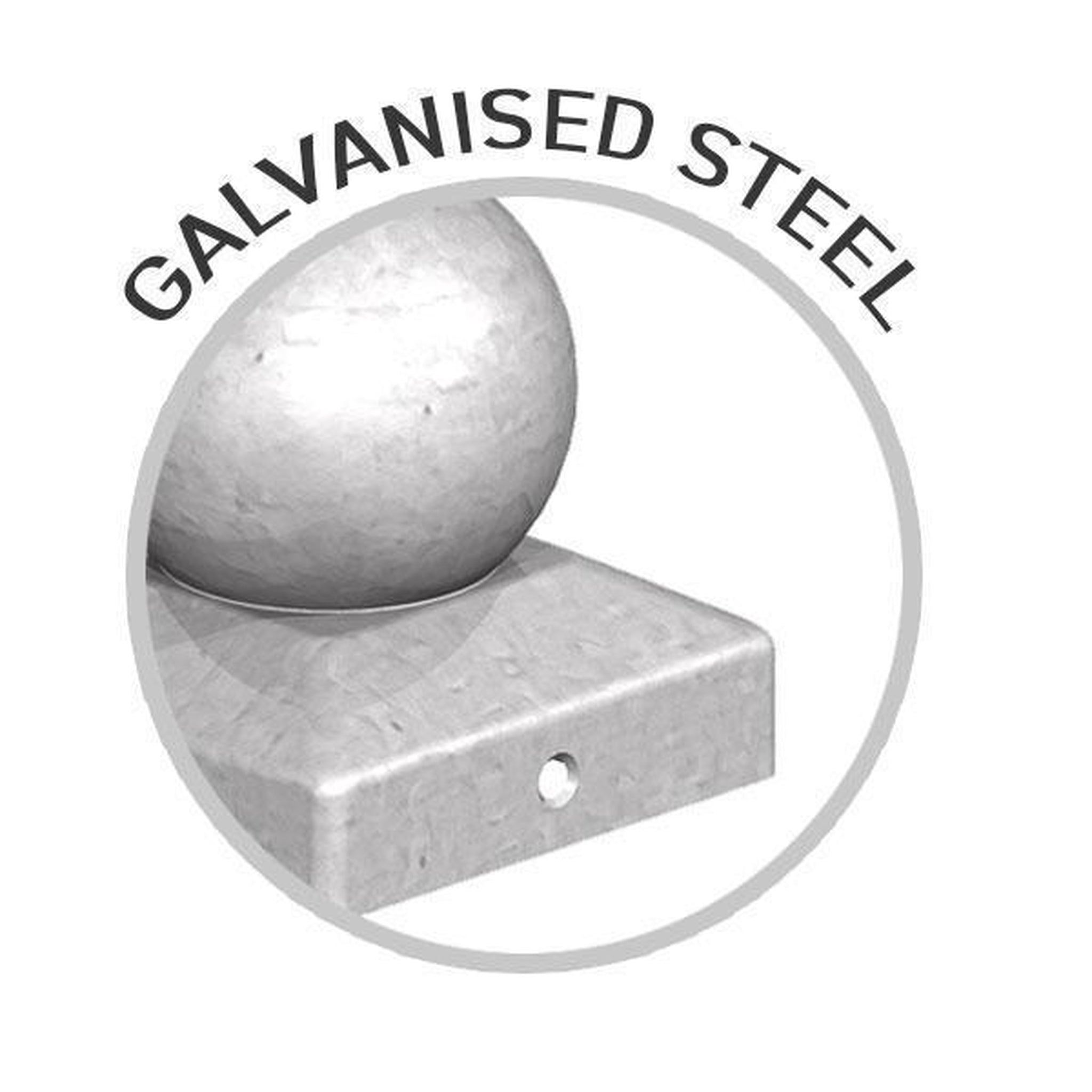 Round Ball Post Cap 100mm Galvanised Ruby UK Ruby Group