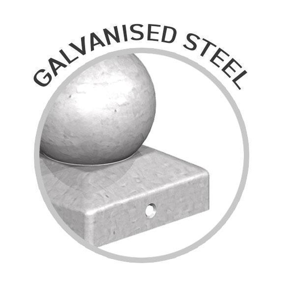100mm Galvanised Metal Ball Post Caps - Ruby UK