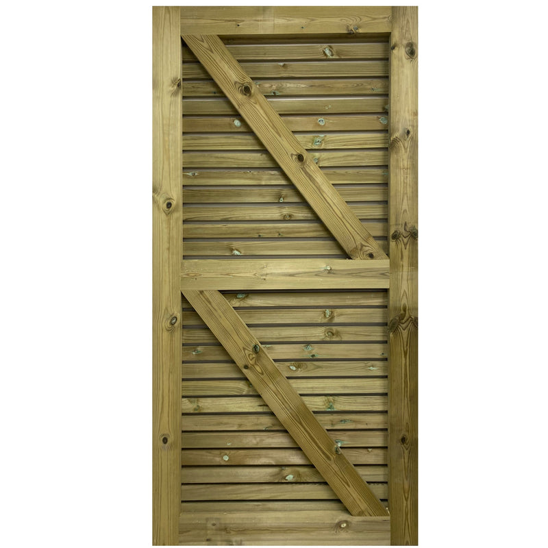 Rear View Of Pressure Treated Redwood timber Side Gate