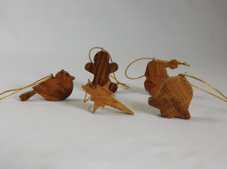 Handmade Oak Christmas Decoration Set